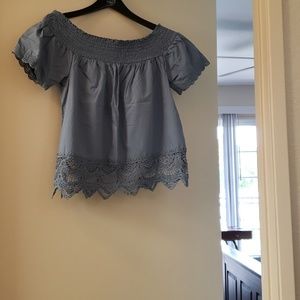 Blue off the shoulder top